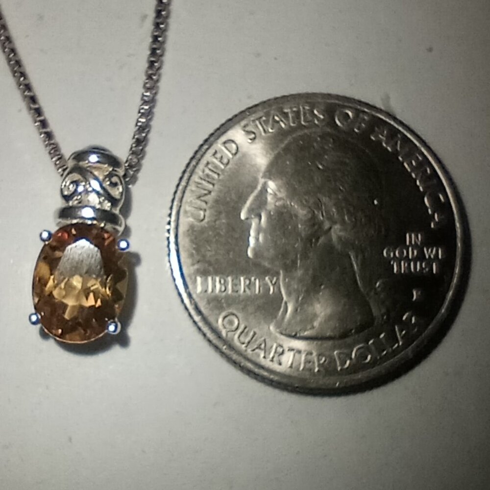 Oval 1.75-Carat Citrine Necklace in Sterling Silver with Chain - Picture 2 of 6